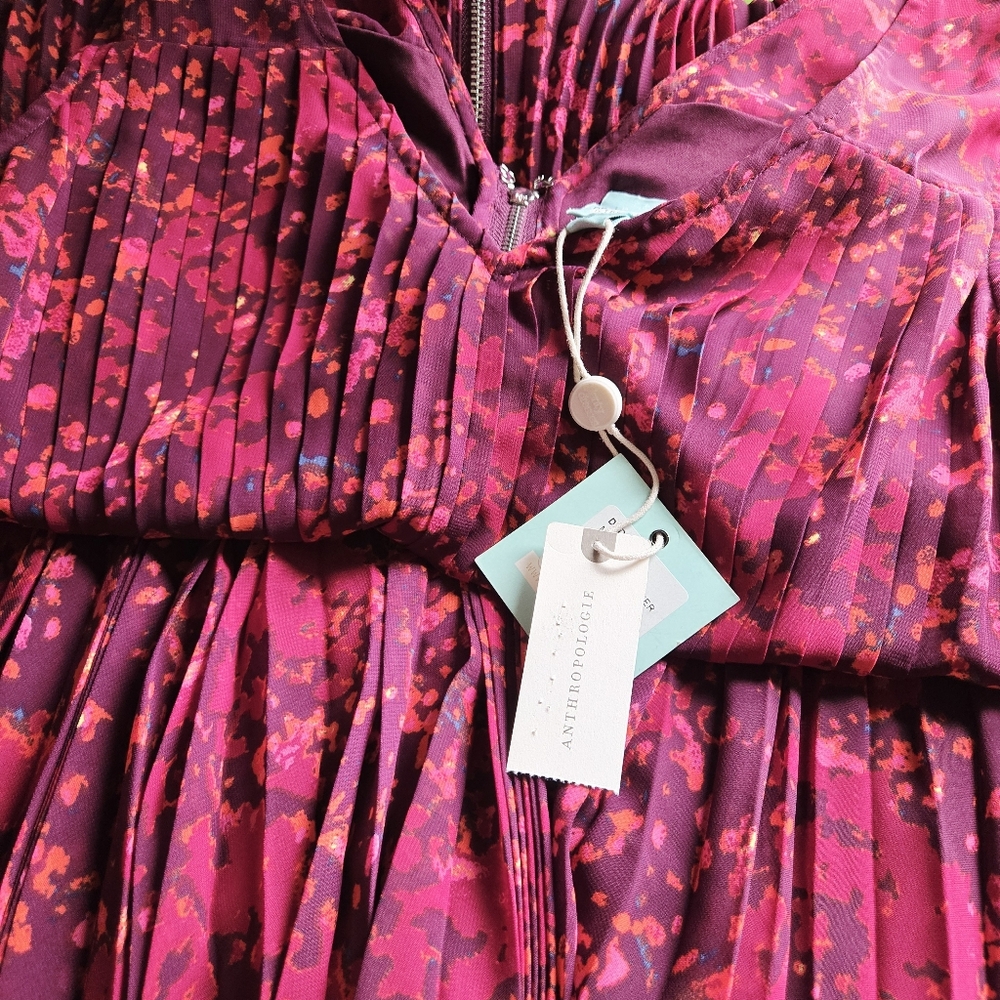 ANTHROPOLOGIE PLENTY BY TRACY REESE Evanthe Pleated Floral Hi-Low Dress Size 8 - Picture 11 of 12